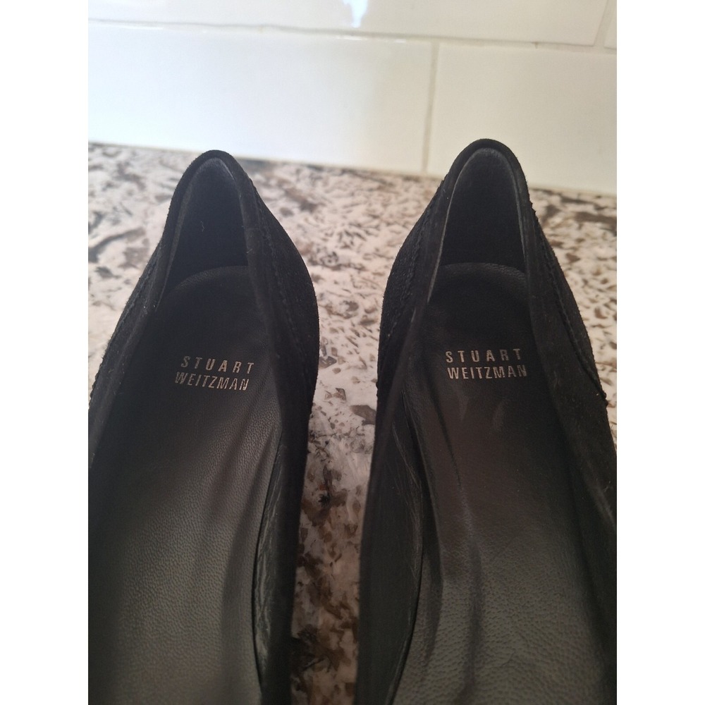 STUART‎ WETZMAN Black Pointy Toe Suede WINGER Pumps With Bow Size 9 M - Picture 7 of 10